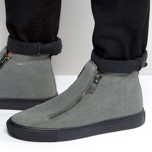 Men's Gray Faux Suede Zip Boots